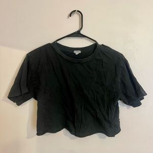 Garage Cropped Dark Grey/Black Distressted Tshirt